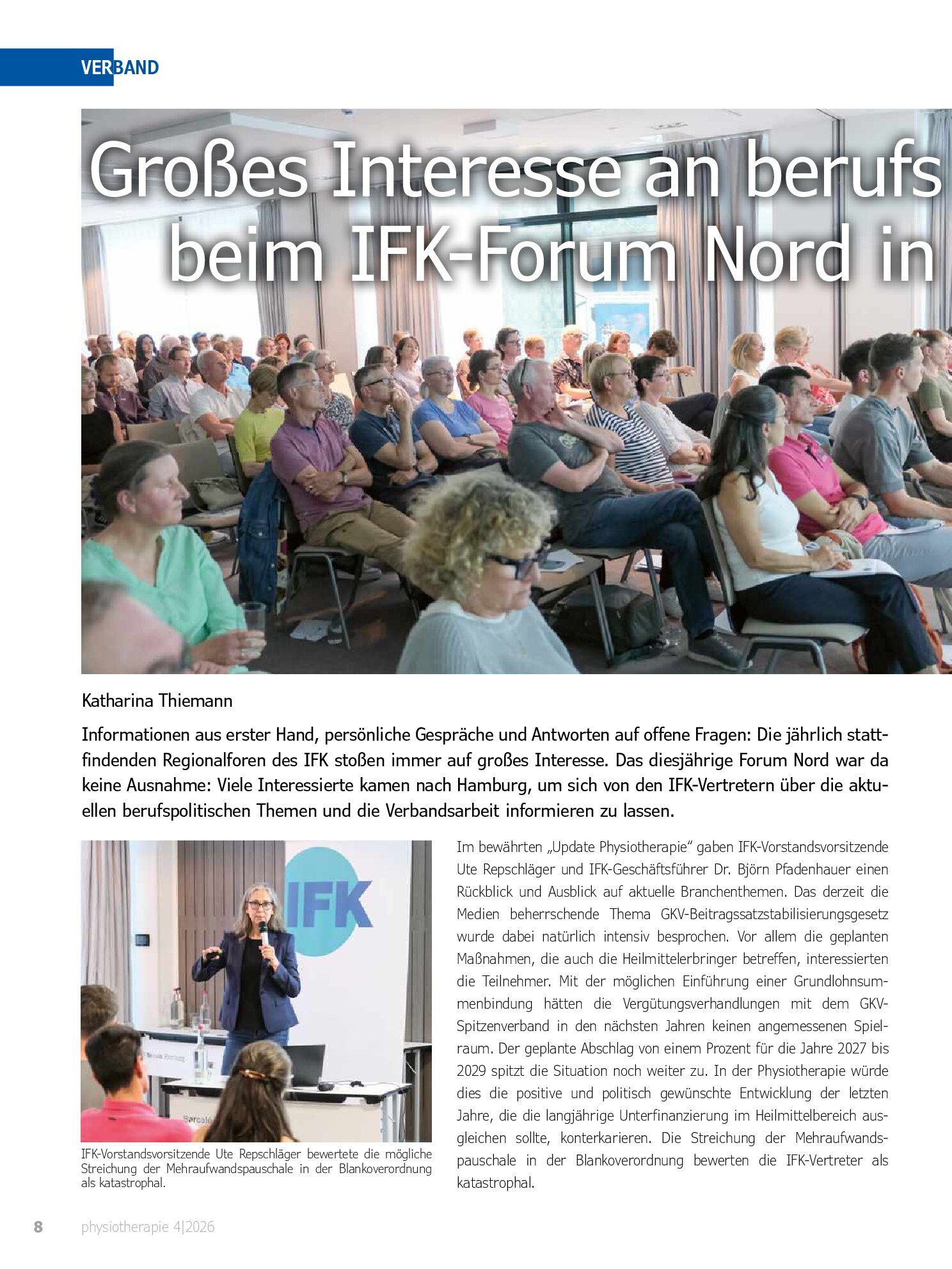 Vorschauseite 1: Großes Interesse an berufspolitischen Entwicklungen beim IFK-Forum Nord in Hamburg