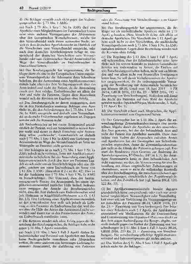Vorschauseite 6: Zulässigkeit der Abgabe vgn Applikationsarzneimitteln an Ärzte