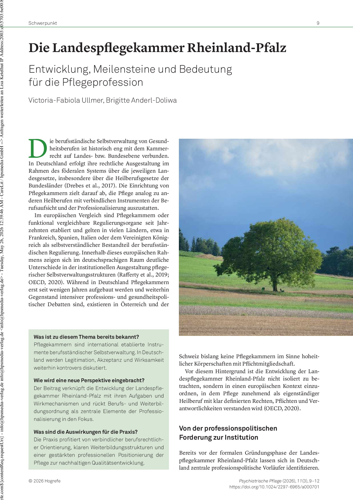 Vorschauseite 1: Die Landespflegekammer Rheinland-Pfalz: Entwicklung, Meilensteine und Bedeutung für die Pflegeprofession