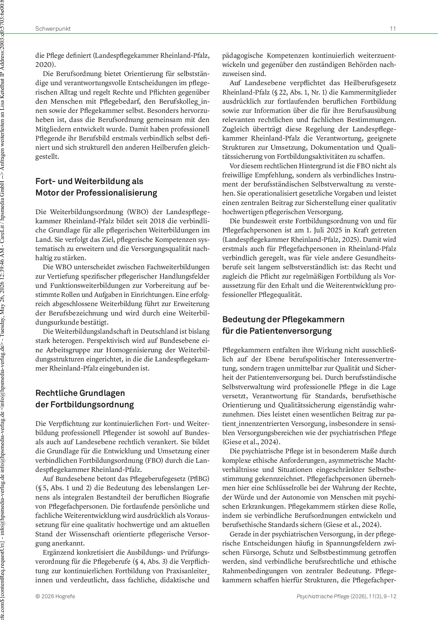 Vorschauseite 3: Die Landespflegekammer Rheinland-Pfalz: Entwicklung, Meilensteine und Bedeutung für die Pflegeprofession