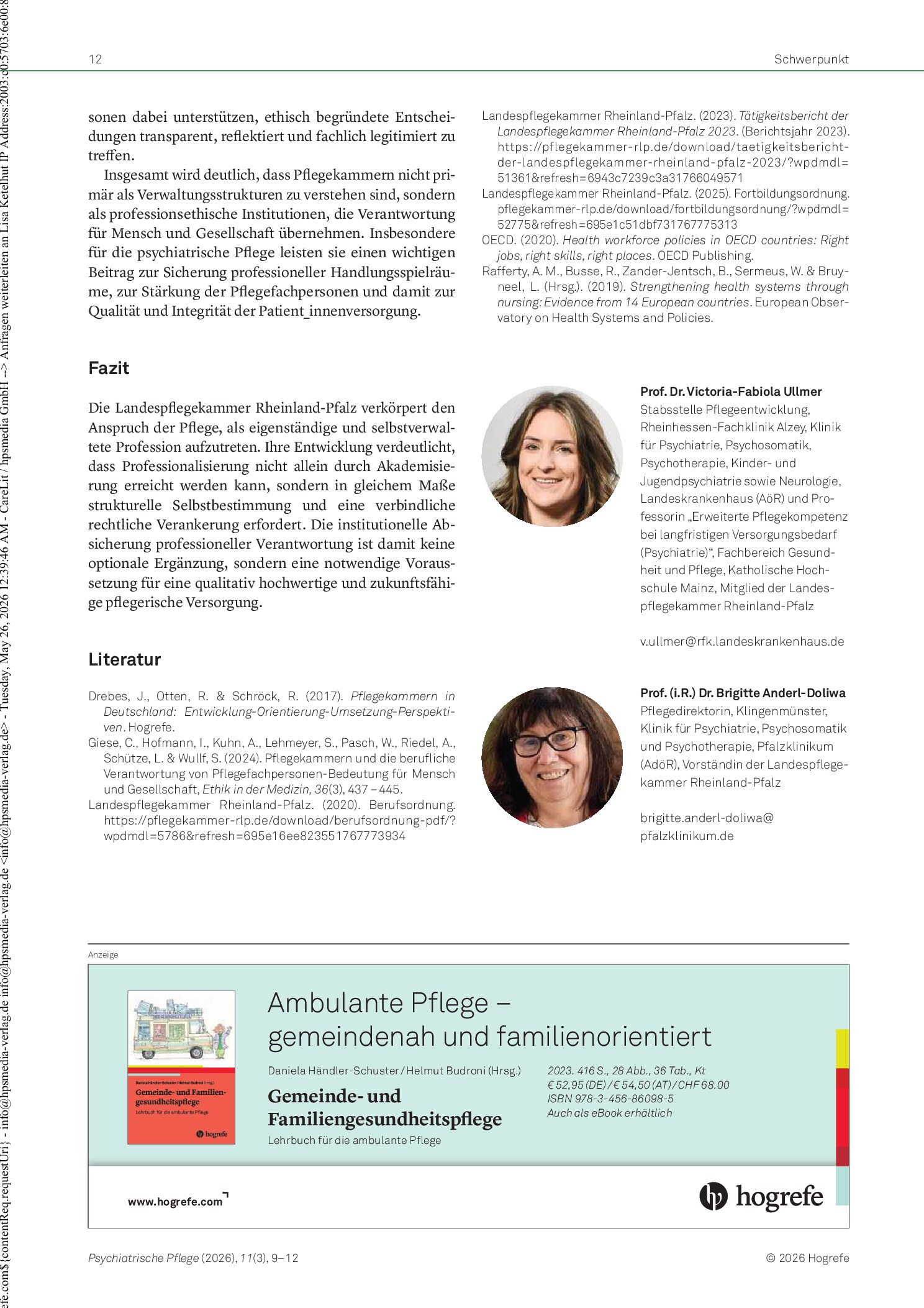 Vorschauseite 4: Die Landespflegekammer Rheinland-Pfalz: Entwicklung, Meilensteine und Bedeutung für die Pflegeprofession