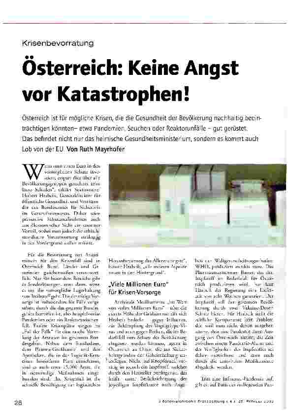 Vorschauseite 1: Österreich: Keine Angst vor Katastrophen!