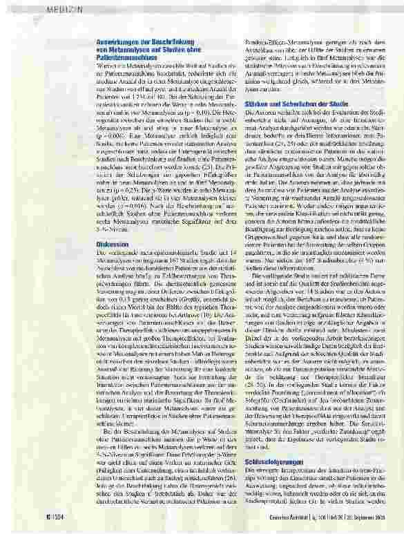 Vorschauseite 4: Ausschluss von Patienten aus der Analyse Auswirkungen auf die Ergebnisse randomisierter kontrollierter Studien
