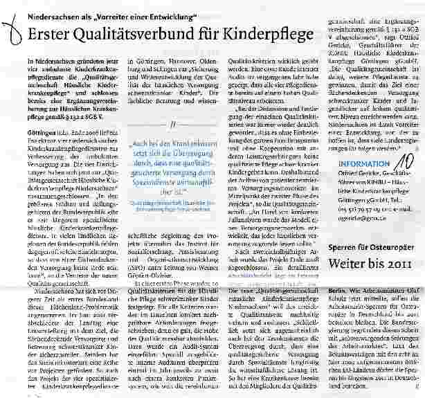Vorschauseite 1: Erster Qualitätsverbund für Kinderpflege