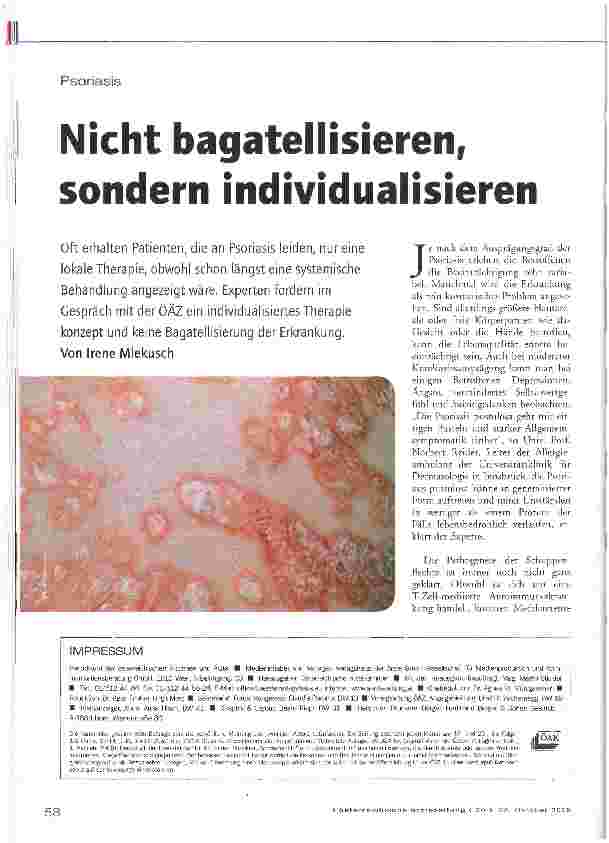 Vorschauseite 1: Nicht bagatellisieren, sondern individualisieren