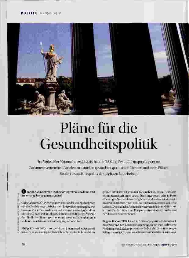 Vorschauseite 1: Pläne für die Gesundheitspolitik