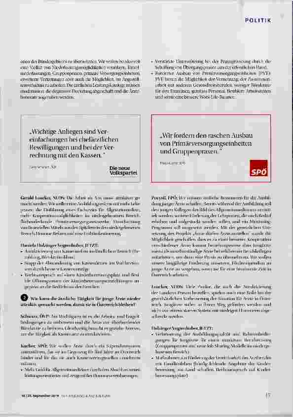 Vorschauseite 2: Pläne für die Gesundheitspolitik