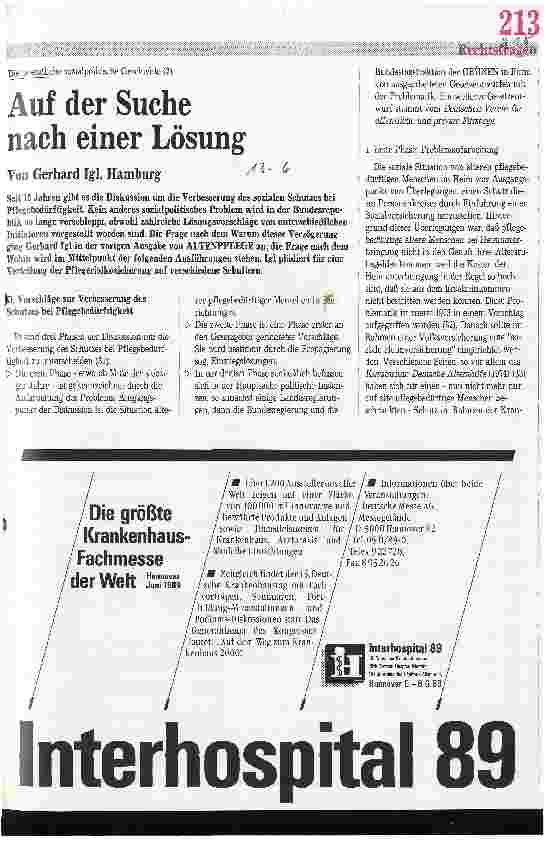 Vorschauseite 1: Auf der Suche nach einer Lösung Die unendliche sozialpolitische Geschichte (2)
