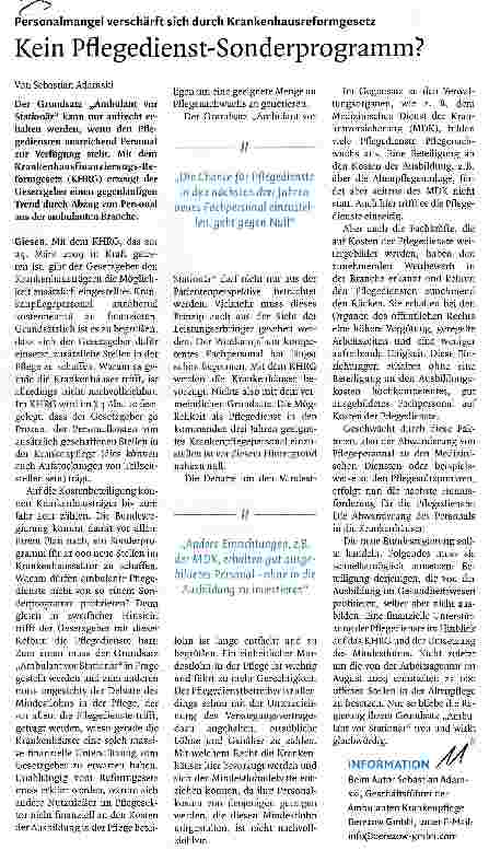 Vorschauseite 1: Kein Pflegedienst-Sonderprogramm?