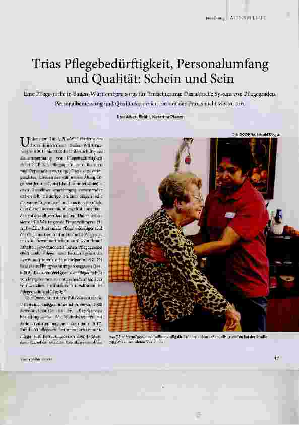 Vorschauseite 1: Trias Pflegebedürftigkeit, Personalumfang und Qualität: Schein und Sein