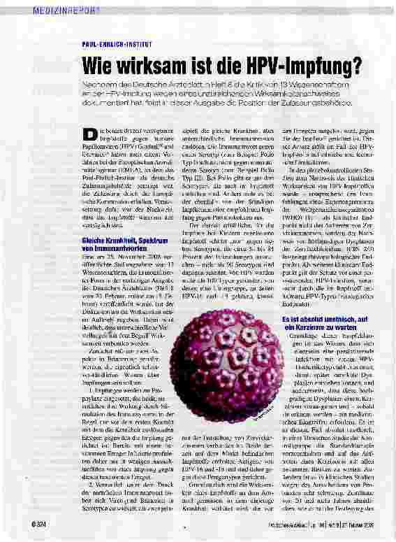 Vorschauseite 1: Wie wirksam ist die HPV-lmpfung?