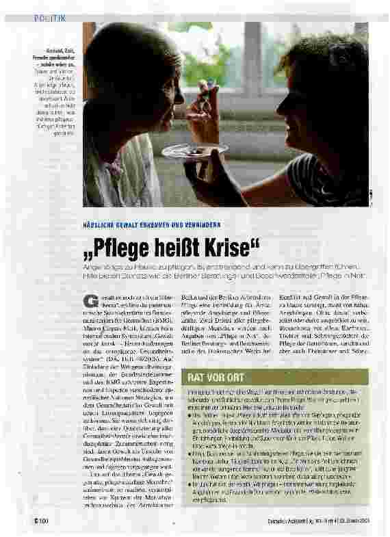Vorschauseite 1: „Pflege heißt Krise