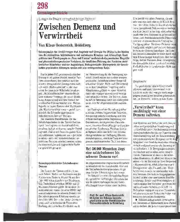 Vorschauseite 1: Strategien des Umgangs mit psychisch kranken Älteren (1) Zwischen Demenz und Verwirrtheit