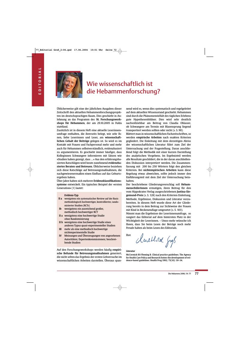 Vorschauseite 1: Wie wissenschaftlich ist die Hebammenforschung?