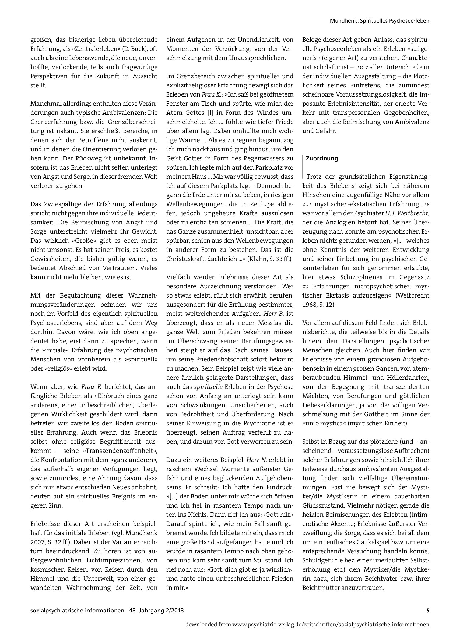Vorschauseite 2: Spirituelles Psychoseerleben. Würdigung, Zuordnung, Verwertung