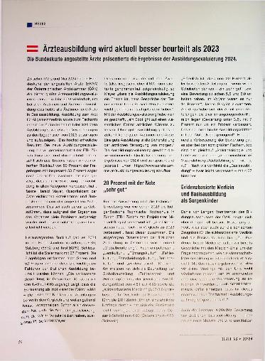 Vorschauseite 1: Ärzteausbildung wird aktuell besser beurteilt als 2023.