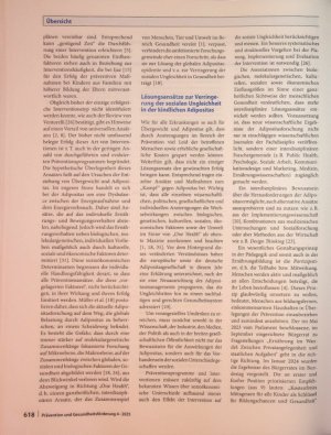 Vorschauseite 4: Soziale Ungleichheiten in der Adipositas im Kindesalter erfordern ein neues Bewusstsein