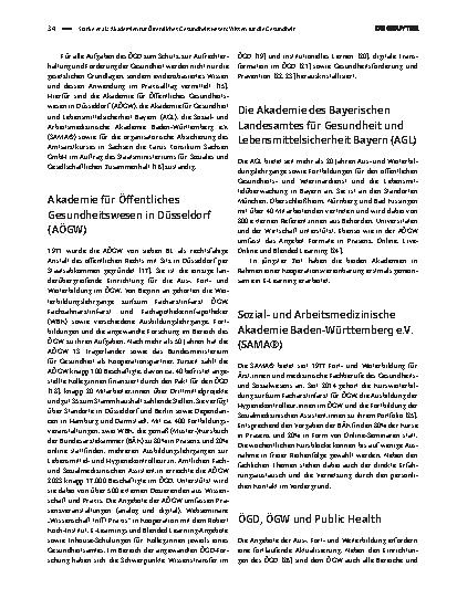 Vorschauseite 2: Akademien für Öffentliches Gesundheitswesen: Wissen für die Gesundheit