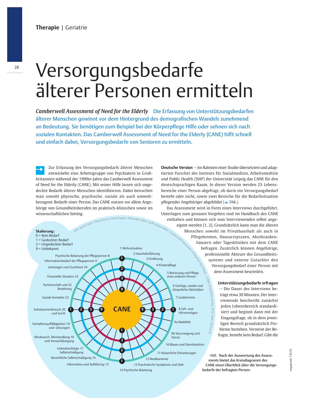 Vorschauseite 1: Versorgungsbedarfe älterer Personen ermitteln? Camberwell Assessment of Need for the Elderly