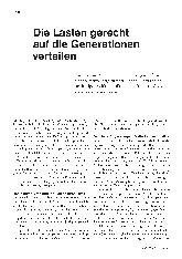 Vorschauseite 1: Die Lasten gerecht auf die Generationen verteilen