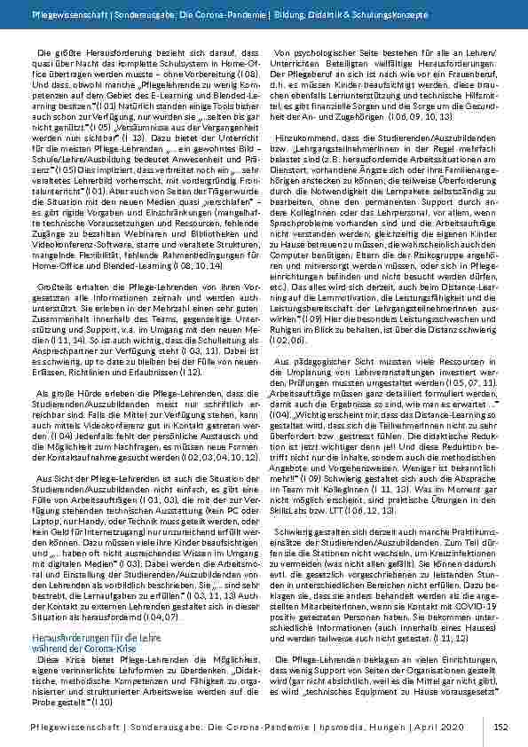 Vorschauseite 2: Erfahrungen und Herausforderungen in der Corona-Krise – Sichtweisen von Pflege-Lehrenden in Österreich