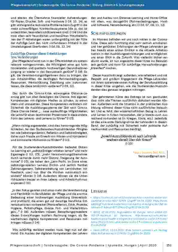Vorschauseite 3: Erfahrungen und Herausforderungen in der Corona-Krise – Sichtweisen von Pflege-Lehrenden in Österreich