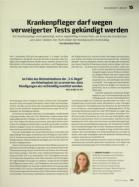 Vorschauseite 1: Krankenpfleger darf wegen verweigerter Tests gekündigt werden
