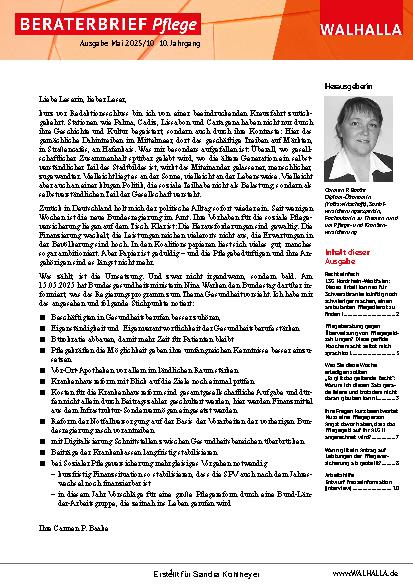 Vorschauseite 1: Beraterbrief Pflege Heft 10-2025
