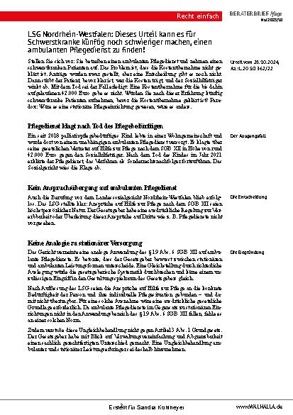 Vorschauseite 2: Beraterbrief Pflege Heft 10-2025