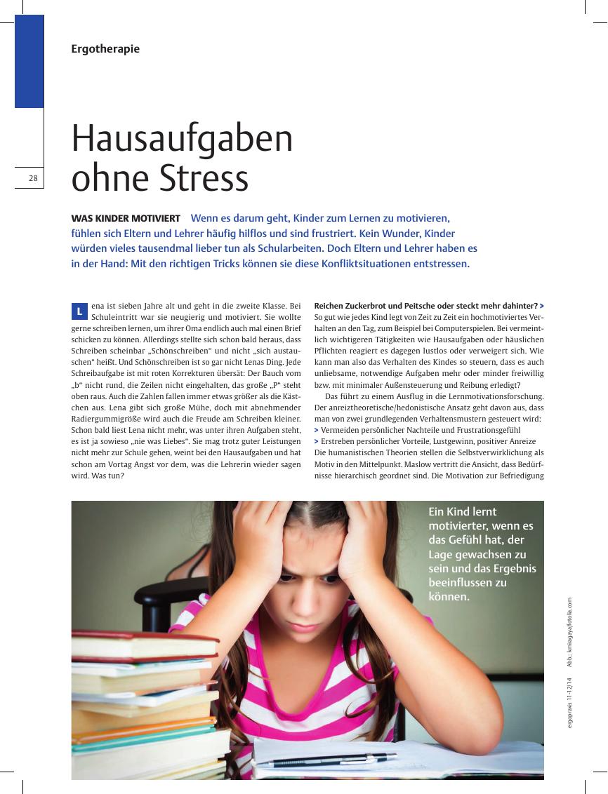 Vorschauseite 1: Was Kinder motiviert ? Hausaufgaben ohne Stress