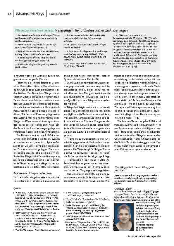 Vorschauseite 3: Pflegeausbildung 2020: Von Wegen, Hindernissen und Horizonten