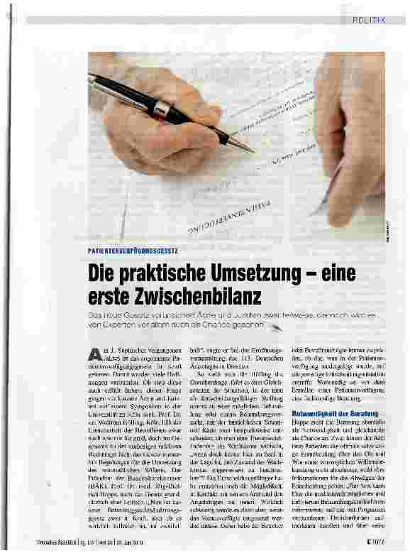 Vorschauseite 1: Die praktische Umsetzung - eine erste Zwischenbilanz