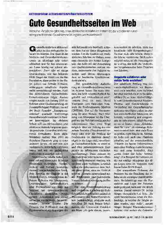Vorschauseite 1: Gute Gesundheitsseiten im Web