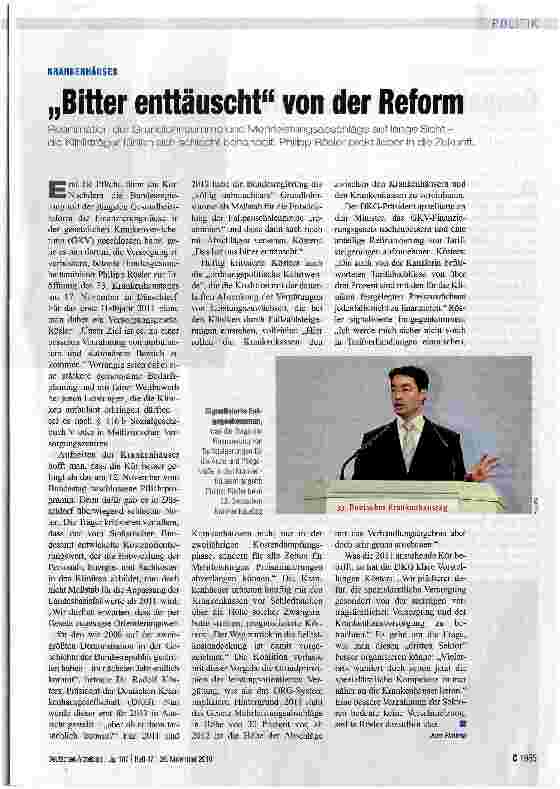 Vorschauseite 1: „Bitter enttäuscht von der Reform