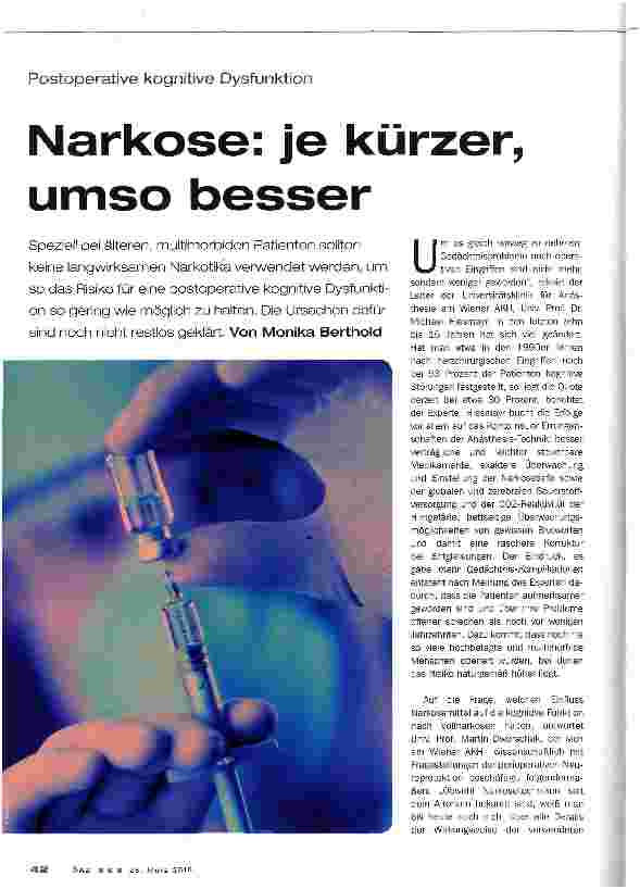 Vorschauseite 1: Narkose: je kürzer, umso besser