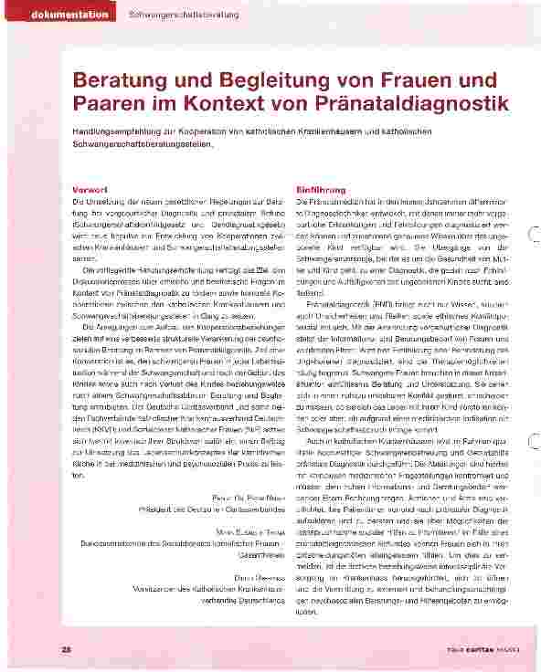 Vorschauseite 1: Beratung und Begleitung von Frauen und Paaren im Kontext von Pränataldiagnostik