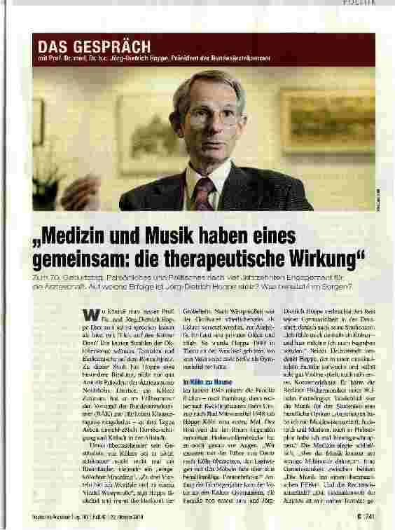 Vorschauseite 1: „Medizin und Musik haben eines gemeinsam: die therapeutische Wirkung