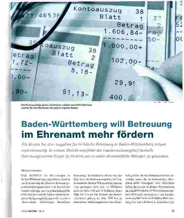 Vorschauseite 1: Baden-Württemberg will Betreuung im Ehrenamt mehr fördern