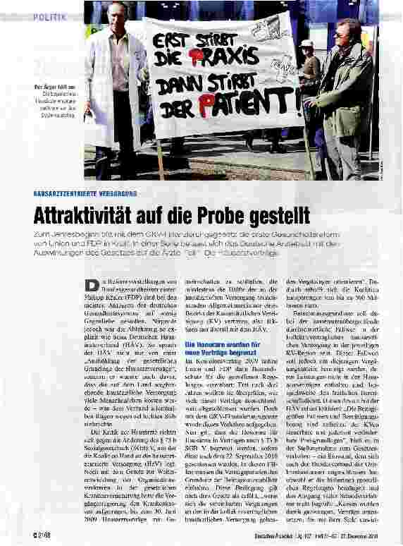 Vorschauseite 1: HAUSARZTZENTRIERTE VERSORGUNGAttraktivität auf die Probe gestellt