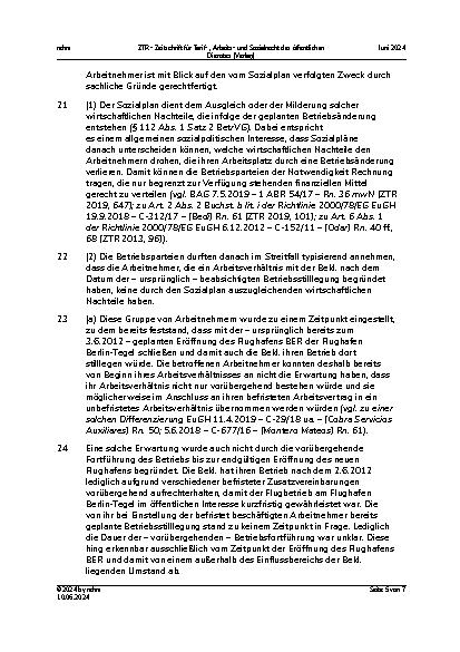 Vorschauseite 5: II. Personalvertretungsund Betriebsverfassungsrecht Sozialplan – Stichtagsregelung