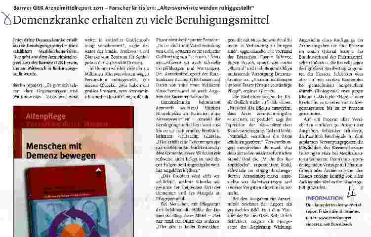 Vorschauseite 1: Demenzkranke erhalten zu viele Beruhigungsmittel