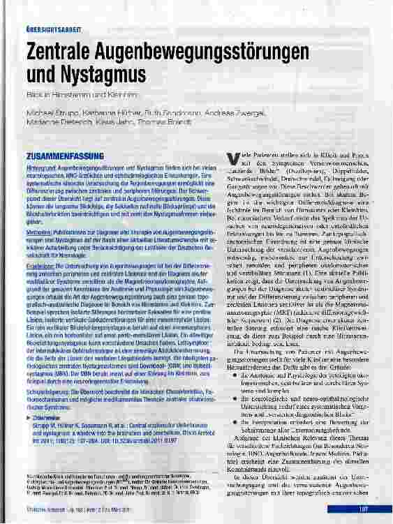 Vorschauseite 1: Zentrale Augenbewegungsstörungen und Nystagmus