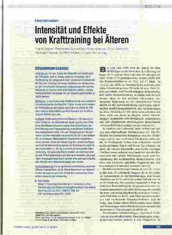 Vorschauseite 1: Intensität und Effekte, von Krafttraining bei Älteren