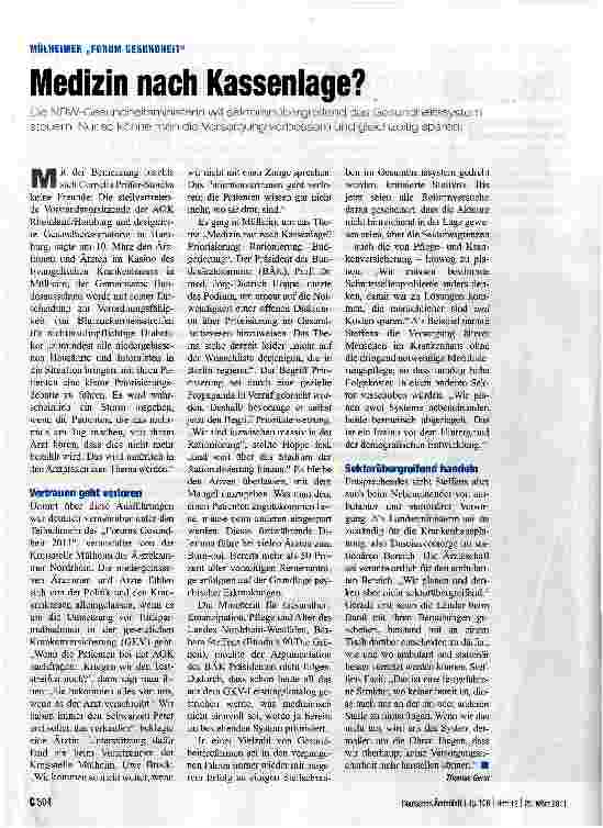 Vorschauseite 1: Medizin nach Kassenlage?