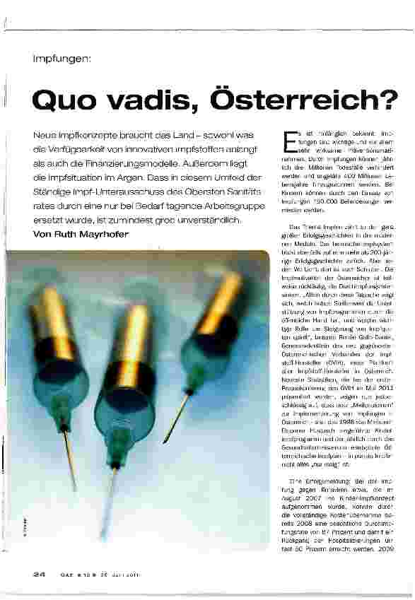Vorschauseite 1: Quo vadis, Österreich?