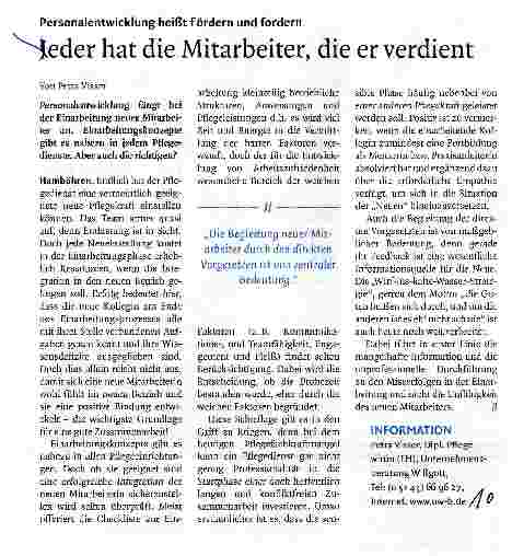 Vorschauseite 1: Personalentwicklung heißt fördern und fordern Jeder hat die Mitarbeiter, die er verdient