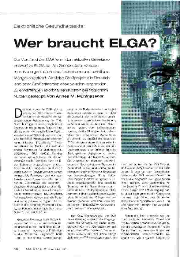 Vorschauseite 1: Wer braucht ELGA?