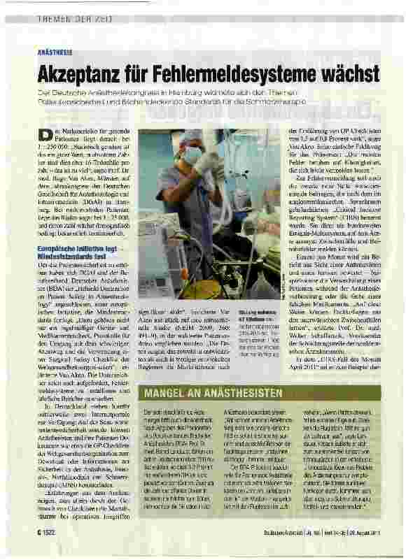 Vorschauseite 1: Akzeptanz für Fehlermeldesysteme wächst
