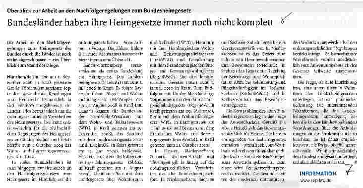 Vorschauseite 1: Bundesländer haben ihre Heimgesetze immer noch nicht komplett