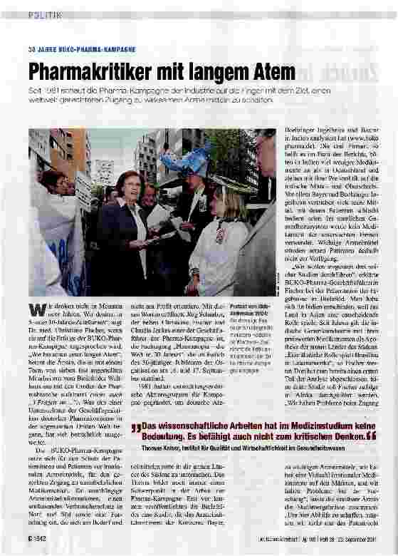 Vorschauseite 1: Pharmakritiker mit langem Atem